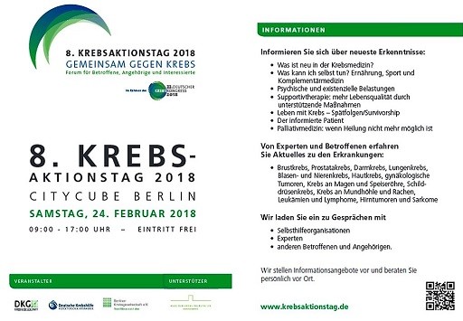 Ankündigung zum Krebsaktionstag beim Deutschen Krebskongress 2018