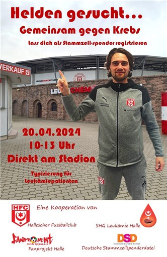 Ankündigung der Typisierungsaktion beim HFC im April 2024